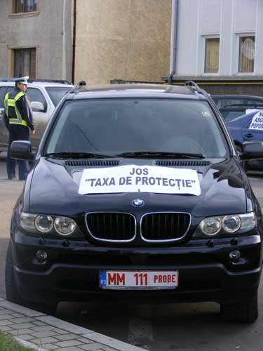 Foto protest taxa auto Baia Mare