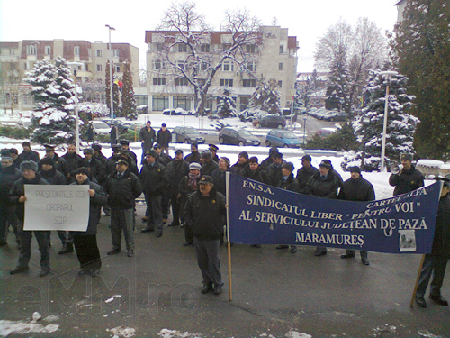 Protestele Sindicatului Judetean de Paza Maramures (c) eMM.ro